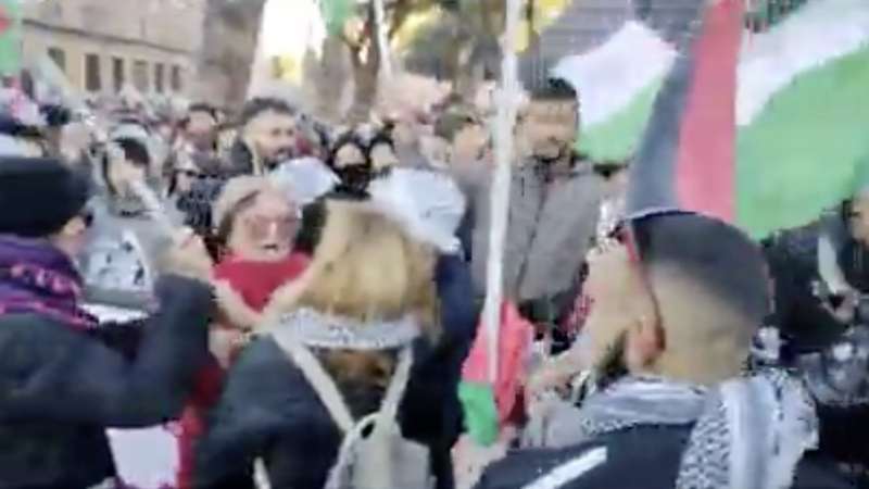 signora strattonata dai filo palestinesi alla manifestazione contro la violenza sulle donne 5