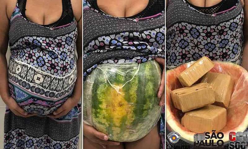 donna nasconde la cocaina in un cocomero fingendo di essere incinta