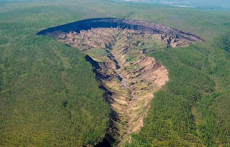 Cratere Batagaika, in Russia, effetto dello sciogliemento del permafrost