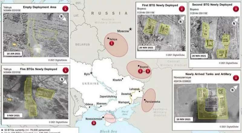 Le aree di ammassamento delle truppe russe al confine con Ucraina