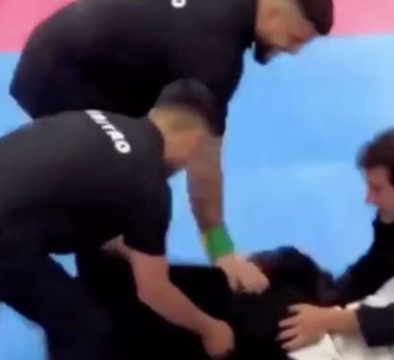 cane aiuta il padrone durante la gara di jiu jitsu 3