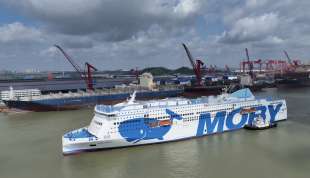 La nave Moby Legacy in partenza dalla Cina